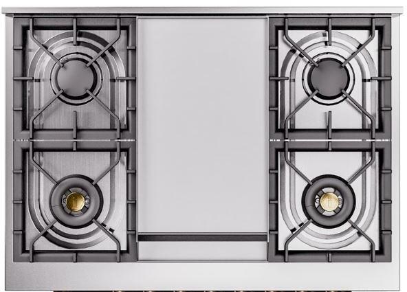 ILVE Nostalgie II 36" Dual Fuel Liquid Propane Range, Matte Graphite, Bronze Trim UP36FNMPMGBLP
