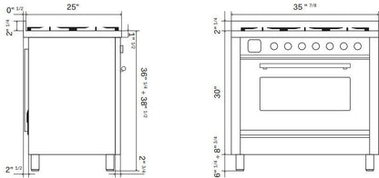 ILVE Nostalgie II 36" Dual Fuel Liquid Propane Range, Matte Graphite, Bronze Trim UP36FNMPMGBLP