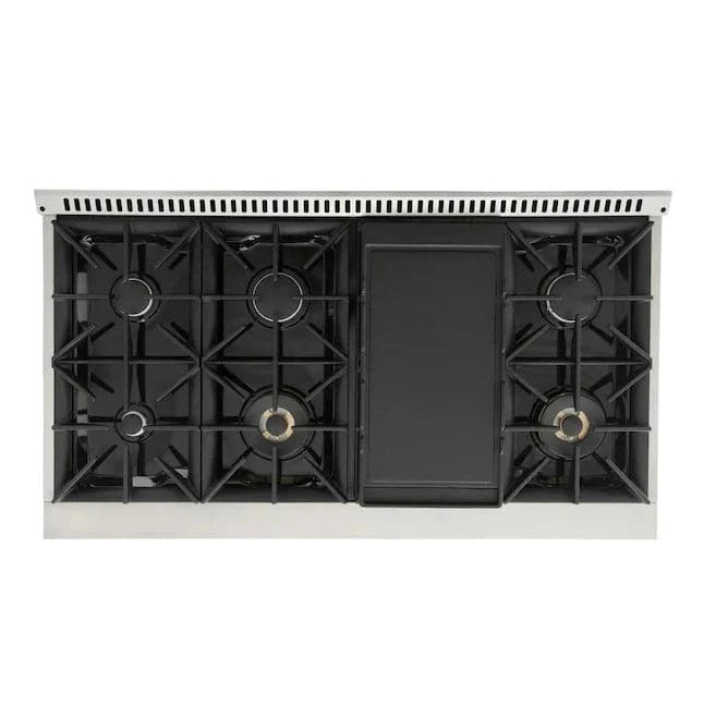 Kucht 48" Gas Range in Stainless Steel with Olive Green Oven Doors, KNG481-OG