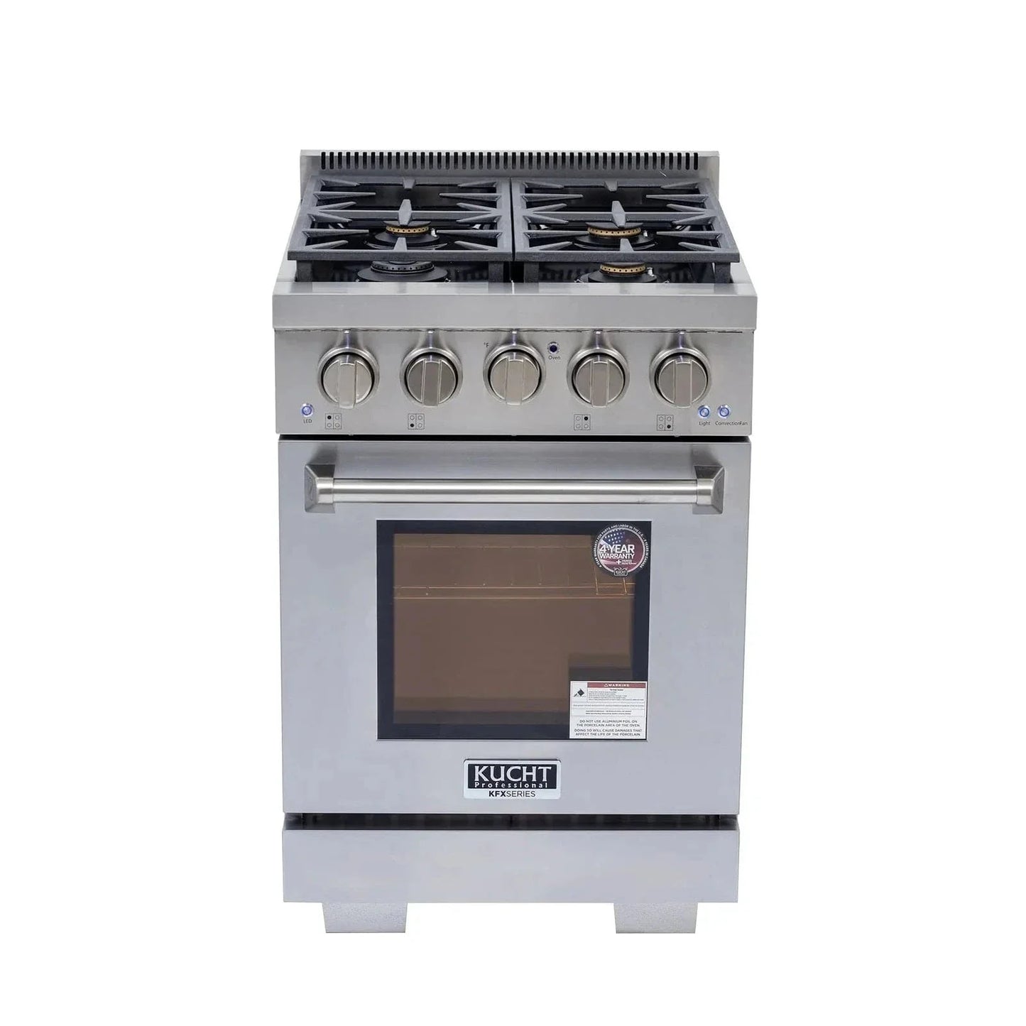 Kucht Professional 24" Gas Range Stainless Steel, True Simmer Burners, KFX2400X-S