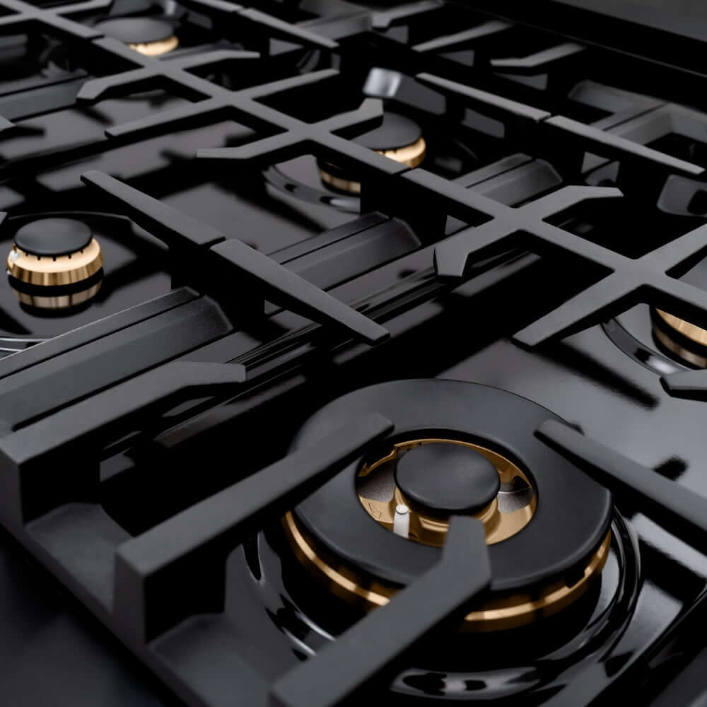 ZLINE 36" Select Dual Fuel Range Gas Cooktop Electric Convection Oven Black Stainless Steel Champagne Bronze HDRBZ-36-CB