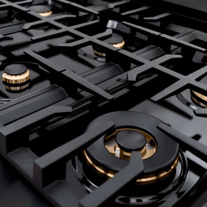 ZLINE 36" Select Dual Fuel Range Gas Cooktop Electric Convection Oven Black Stainless Steel Champagne Bronze HDRBZ-36-CB