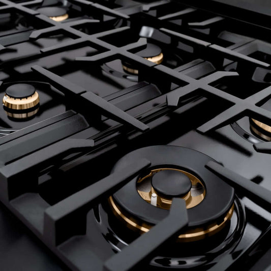 ZLINE 36" Select Dual Fuel Range Gas Cooktop Electric Convection Oven Black Stainless Steel Champagne Bronze HDRBZ-36-CB
