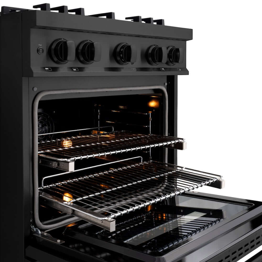 ZLINE 30" Select Gas Range Convection Gas Oven Black Stainless Steel HGRB-30