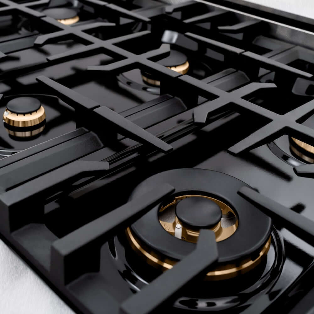 ZLINE 48" Dual Fuel Range, Gas Cooktop, Electric Convection Oven DuraSnow® Stainless Steel, Matte Black CDRSZ-48-MB
