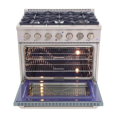 Kucht 36" Propane Range, in Stainless Steel, Light Blue Door, KNG361/LP-LB