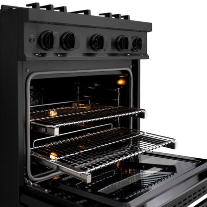 ZLINE 30" Select Dual Fuel Range Gas Cooktop Electric Convection Oven Black Stainless Steel Brass Burners HDRB-BR-30