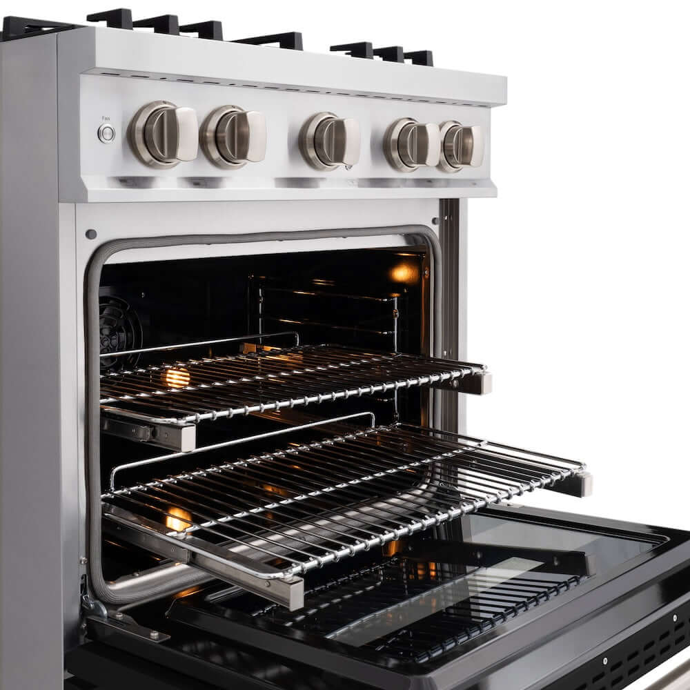 ZLINE 30" Select Dual Fuel Range Gas Cooktop Electric Convection Oven Stainless Steel Black Matte Door HDR-BLM-30