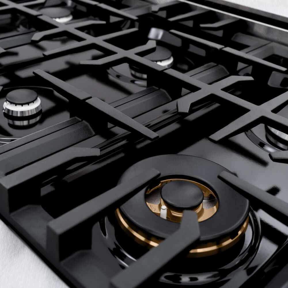 ZLINE 36" Select Gas Range Convection Gas Oven DuraSnow® Stainless Steel Black Matte Door HGRS-BLM-36