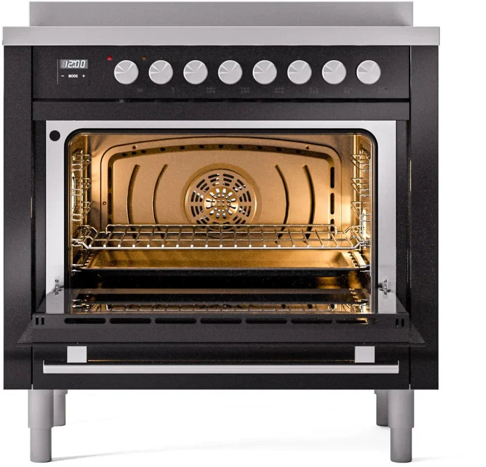 ILVE 36"Professional Plus Freestanding Induction Range Glossy Black UPI366WMPBK