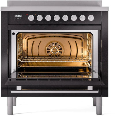 ILVE 36"Professional Plus Freestanding Induction Range Glossy Black UPI366WMPBK