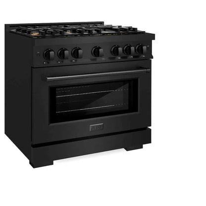 ZLINE 36" Select Dual Fuel Range Gas Cooktop Electric Convection Oven Black Stainless Steel Brass Burners HDRB-BR-36