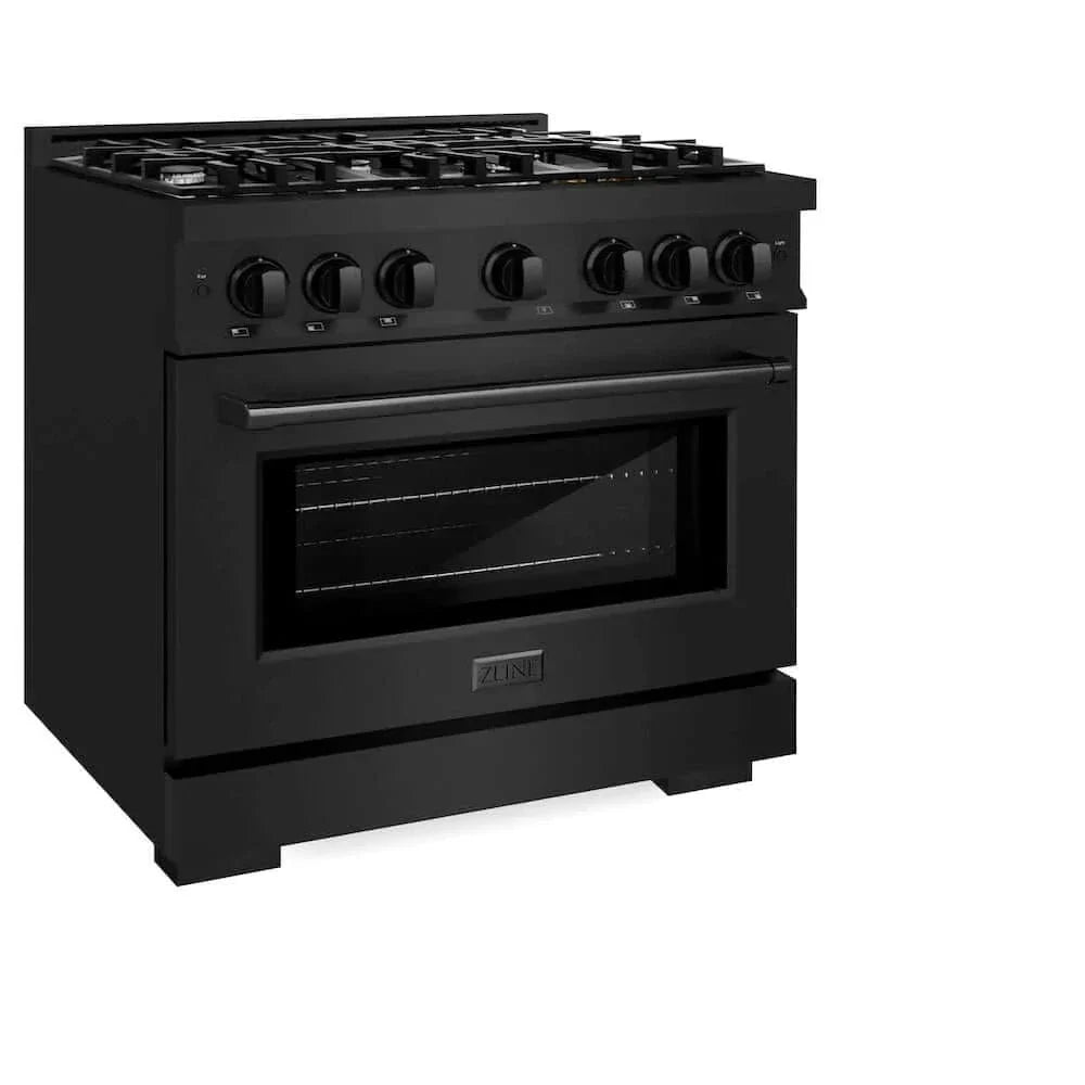 ZLINE 36" Select Dual Fuel Range Gas Cooktop Electric Convection Oven Black Stainless Steel HDRB-36