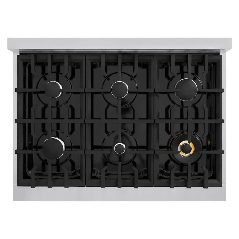 ZLINE 36" Select Dual Fuel Range Gas Cooktop Electric Convection Oven Stainless Steel Black Matte Door HDR-BLM-36