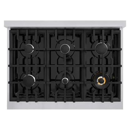 ZLINE 36" Select Dual Fuel Range Gas Cooktop Electric Convection Oven Stainless Steel Black Matte Door HDR-BLM-36