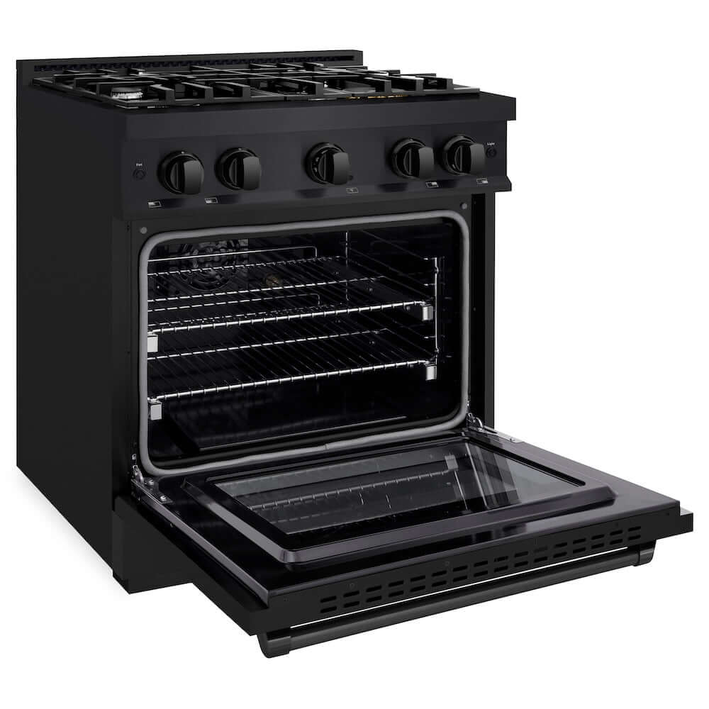 ZLINE 30" Select Gas Range Convection Gas Oven Black Stainless Steel HGRB-30