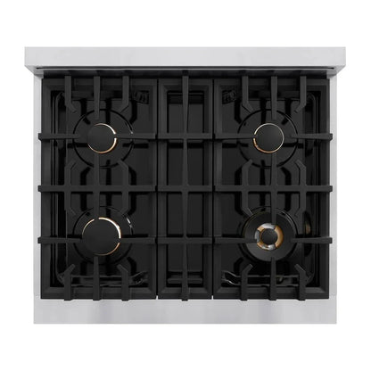 ZLINE 30" Dual Fuel Range, Gas Cooktop, Electric Convection Oven Stainless Steel, Matte Black CDRZ-30-MB
