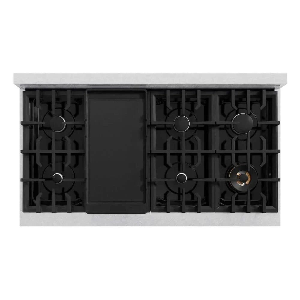 ZLINE 48"Classic Gas Range, Convection Gas Oven, DuraSnow® Stainless Steel, White Matte Door CGRS-WM-48