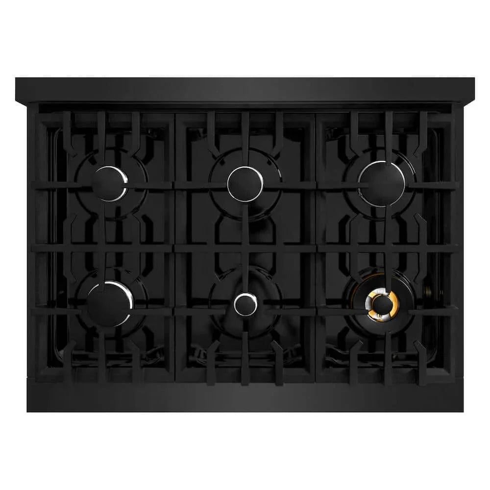ZLINE 36" Select Dual Fuel Range Gas Cooktop Electric Convection Oven Black Stainless Steel HDRB-36