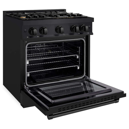 ZLINE 30" Select Dual Fuel Range Gas Cooktop Electric Convection Oven Black Stainless Steel Brass Burners HDRB-BR-30