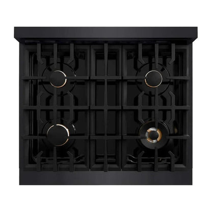 ZLINE 30" Select Gas Range Convection Gas Oven Black Stainless Steel Gold HGRBZ-30-G