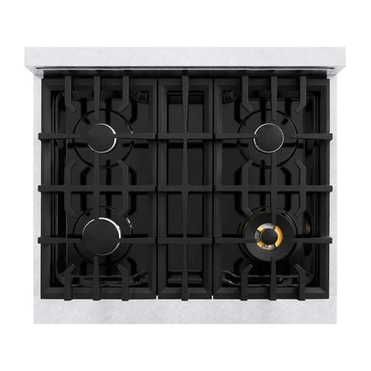 ZLINE 30"Classic Gas Range, Convection Gas Oven, DuraSnow® Stainless Steel, White Matte Door CGRS-WM-30