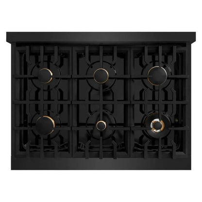 ZLINE 36" Select Dual Fuel Range Gas Cooktop Electric Convection Oven Black Stainless Steel Champagne Bronze HDRBZ-36-CB