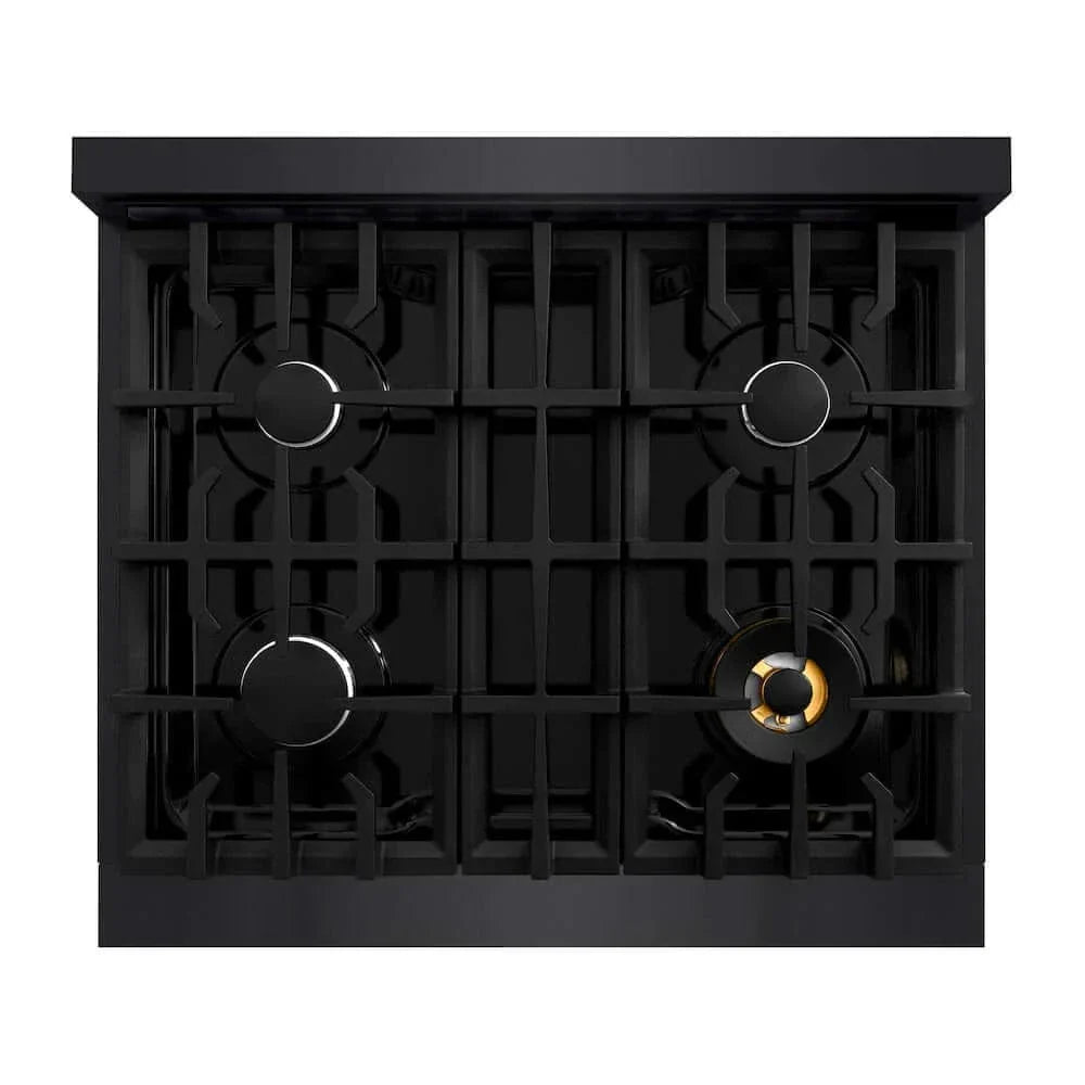 ZLINE 30" Select Dual Fuel Range Gas Cooktop Electric Convection Oven Black Stainless Steel HDRB-30