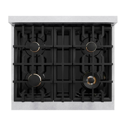 ZLINE 30"Classic Gas Range, Convection Gas Oven, DuraSnow® Stainless Steel, Matte Black CGRSZ-30-MB