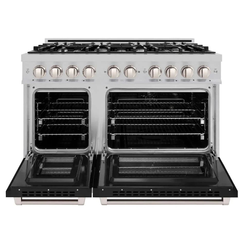 ZLINE 48" Select Dual Fuel Range Gas Cooktop Electric Convection Oven Stainless Steel Black Matte Door HDR-BLM-48