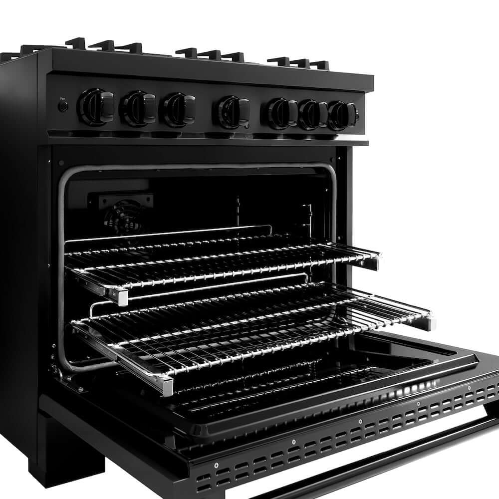 ZLINE 36" Select Dual Fuel Range Gas Cooktop Electric Convection Oven Black Stainless Steel HDRB-36