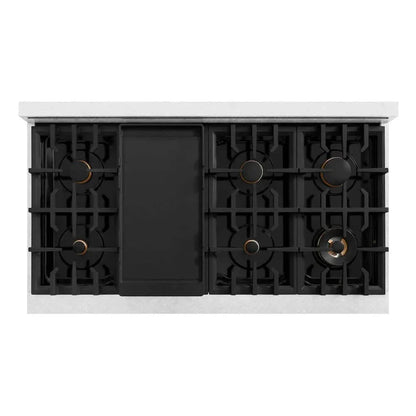 ZLINE 48" Dual Fuel Range, Gas Cooktop, Electric Convection Oven DuraSnow® Stainless Steel, Matte Black CDRSZ-48-MB