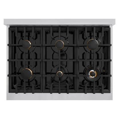 ZLINE 36" Classic Gas Range, Convection Gas Oven Stainless Steel, Matte Black CGRZ-36-MB