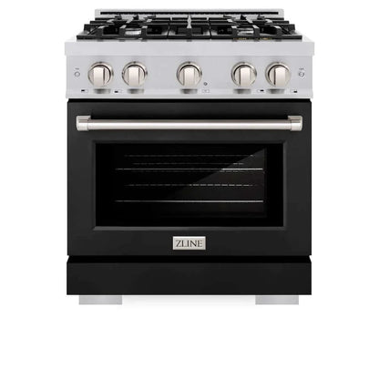 ZLINE 30" Select Dual Fuel Range Gas Cooktop Electric Convection Oven Stainless Steel Black Matte Door HDR-BLM-30