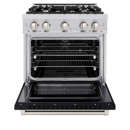 ZLINE 30" Select Dual Fuel Range Gas Cooktop Electric Convection Oven Stainless Steel Black Matte Door HDR-BLM-30