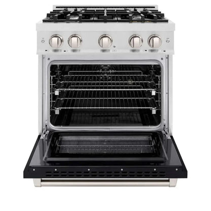 ZLINE 30" Select Gas Range Convection Gas Oven DuraSnow® Stainless Steel Black Matte Door HGRS-BLM-30