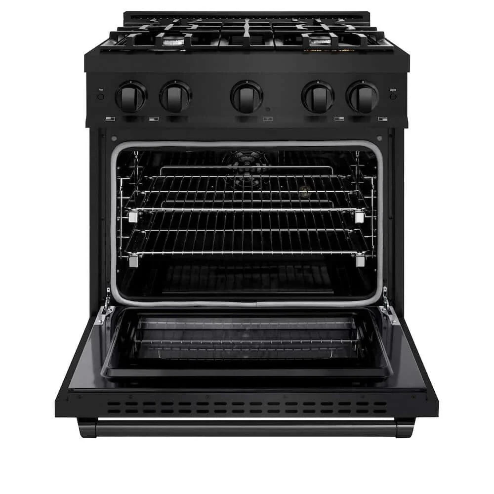 ZLINE 30" Select Dual Fuel Range Gas Cooktop Electric Convection Oven Black Stainless Steel HDRB-30