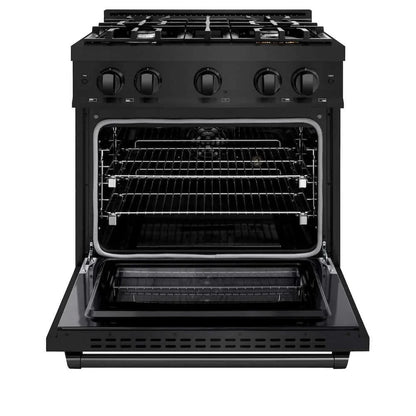 ZLINE 30" Select Dual Fuel Range Gas Cooktop Electric Convection Oven Black Stainless Steel HDRB-30