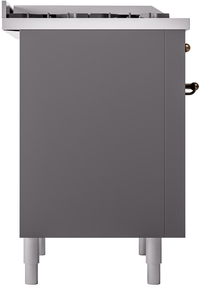 ILVE Nostalgie II 36" Dual Fuel Liquid Propane Range, Matte Graphite, Bronze Trim UP36FNMPMGBLP