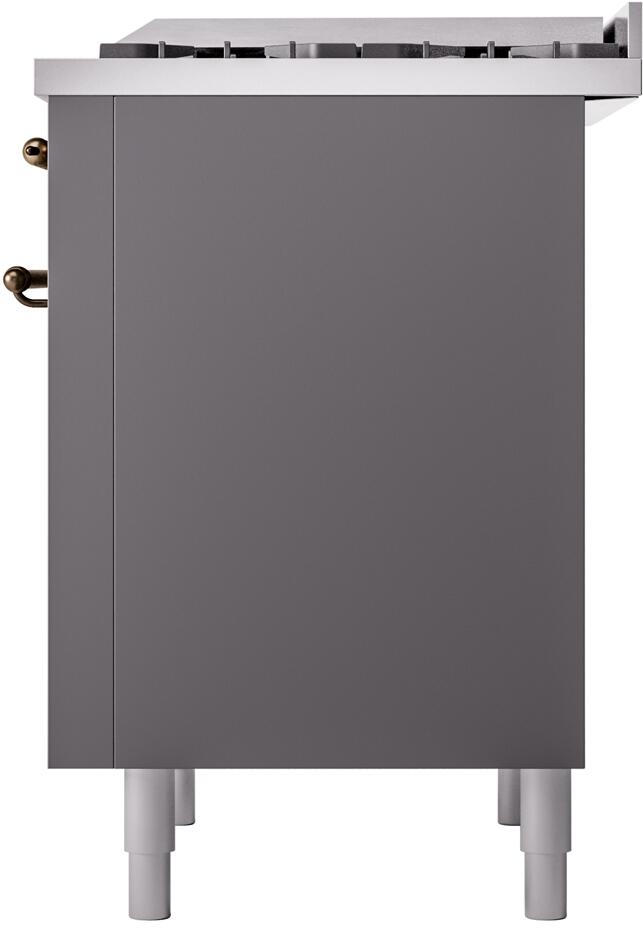 ILVE Nostalgie II 36" Dual Fuel Liquid Propane Range, Matte Graphite, Bronze Trim UP36FNMPMGBLP