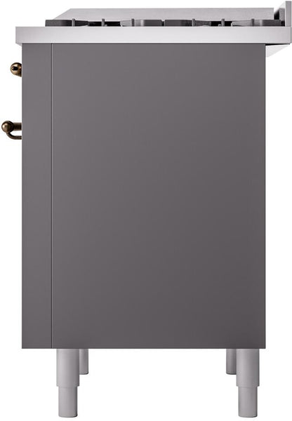 ILVE Nostalgie II 36" Dual Fuel Liquid Propane Range, Matte Graphite, Bronze Trim UP36FNMPMGBLP