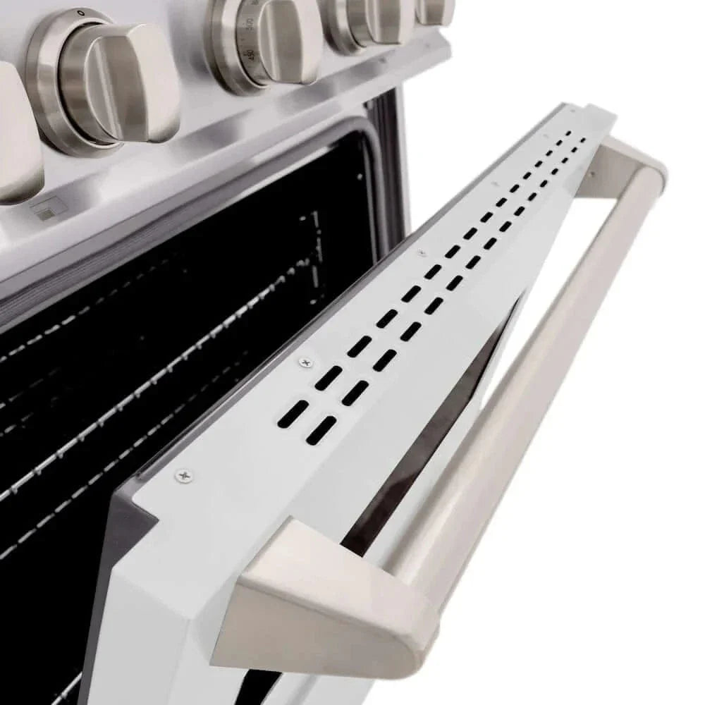 ZLINE 36"Classic Gas Range, Convection Gas Oven, Stainless Steel, White Matte Door CGR-WM-36