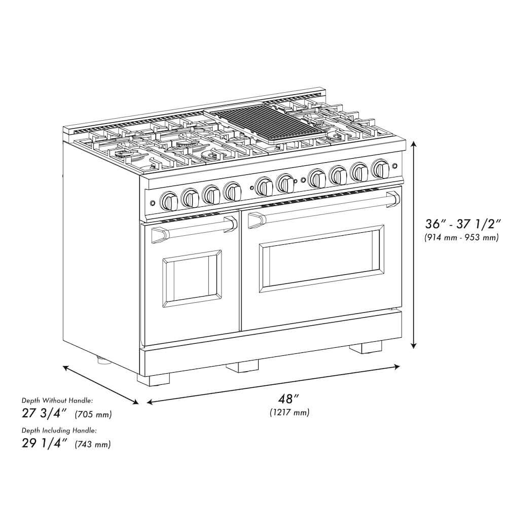 ZLINE 48"Classic Gas Range, Convection Gas Oven, Stainless Steel, White Matte Door CGR-WM-48
