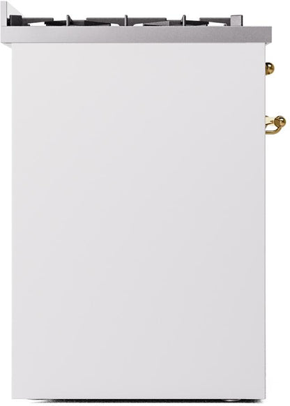 ILVE Nostalgie II 30" Dual Fuel Liquid Propane Range, White, Brass Trim UP30NMPWHGLP