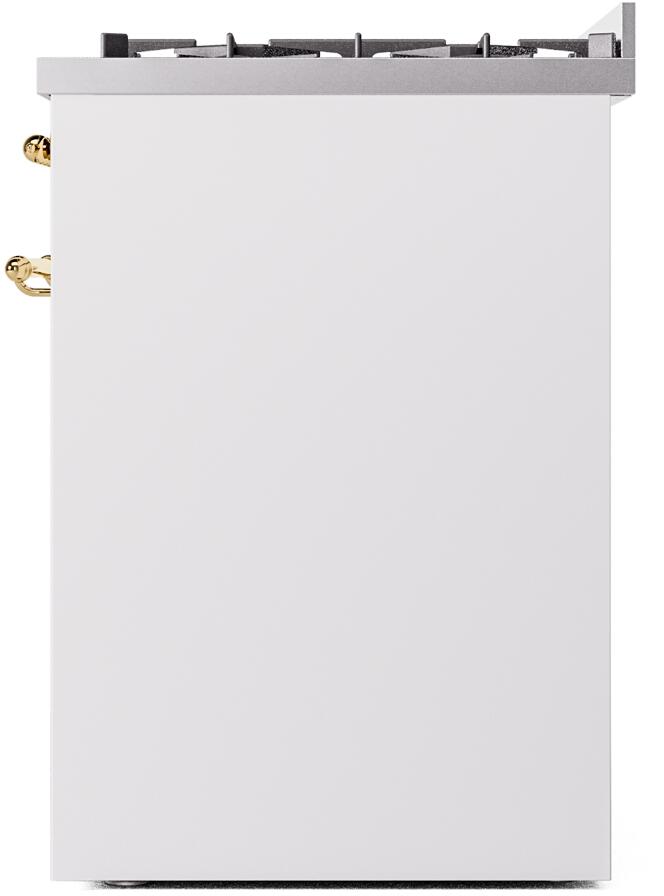 ILVE Nostalgie II 30" Dual Fuel Liquid Propane Range, White, Brass Trim UP30NMPWHGLP