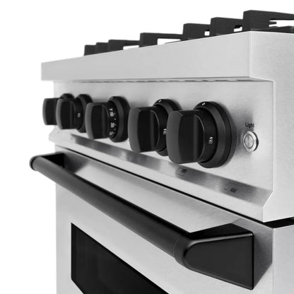 ZLINE 30"Classic Gas Range, Convection Gas Oven, DuraSnow® Stainless Steel, Matte Black CGRSZ-30-MB