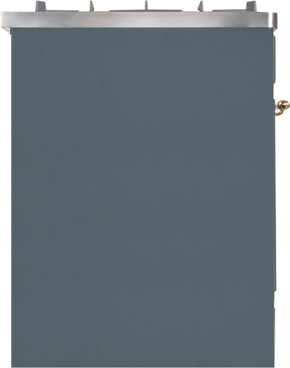 ILVE Majestic II 30" Dual Fuel, Natural Gas Range, Blue Grey, Brass Trim UM30DNE3BGG