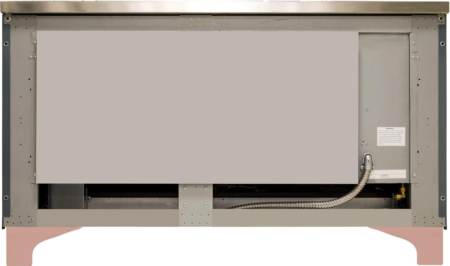 ILVE Majestic II 60 Inch Dual Fuel Natural Gas Freestanding Range, Blue Grey, Copper Trim, UM15FDNS3BGP