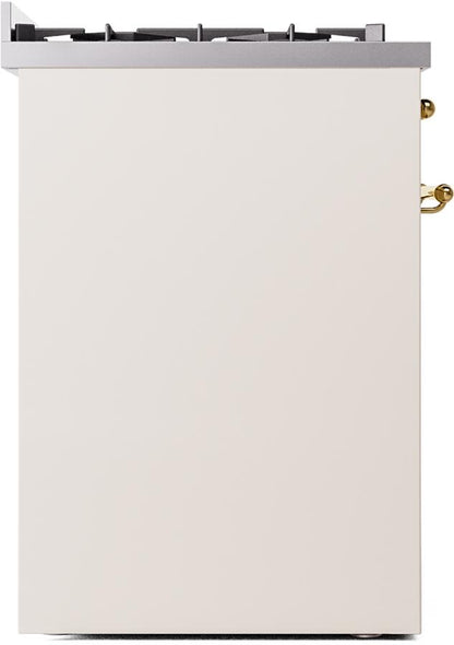 ILVE Nostalgie II 30" Dual Fuel Natural Gas Range, Antique White, Brass Trim UP30NMPAWG