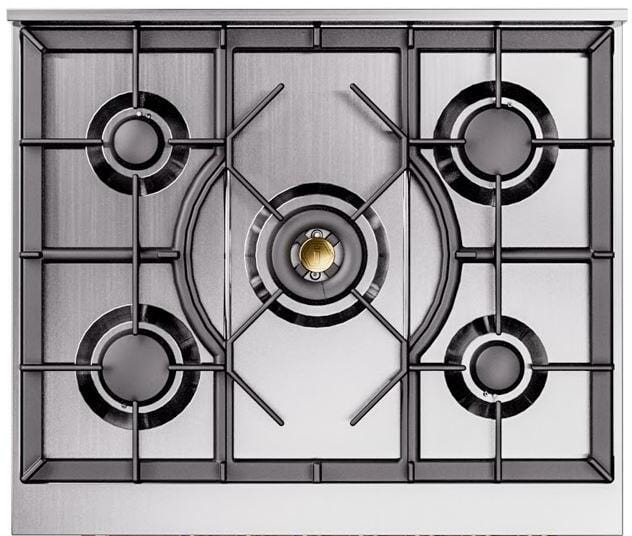 ILVE Nostalgie II 30" Dual Fuel Natural Gas Range, Antique White, Brass Trim UP30NMPAWG